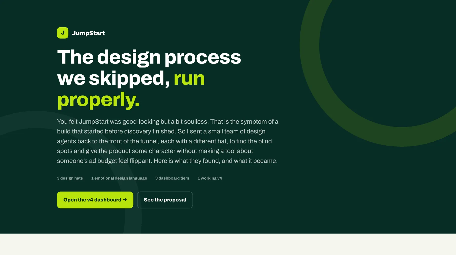 The design process we skipped, run properly: three roles working in parallel, the researcher, the soul and the editor