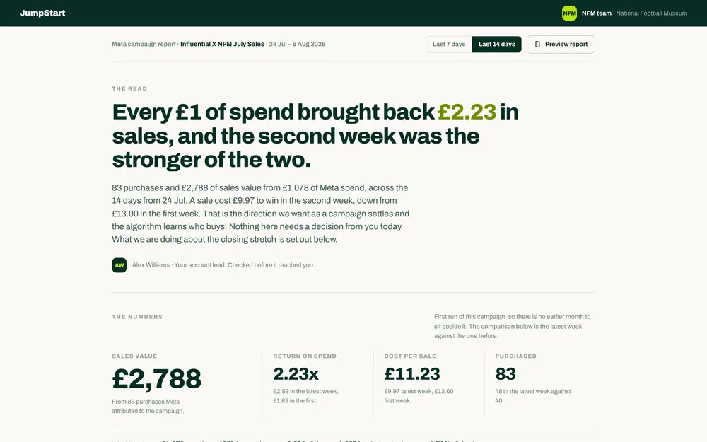 The first report on the National Football Museum campaign