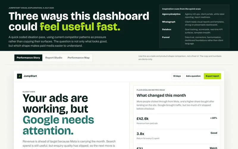 Three ways this dashboard could feel useful fast